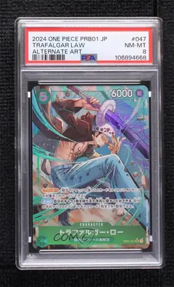 2024 One Piece Card Game: Premium PRB-01 Japanese Reprint Trafalgar Law PSA 8 - Image 1