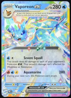 Pokemon TCG Vaporeon ex 023/131 2025 Prismatic Evolutions Double Rare Card - NM - Image 1
