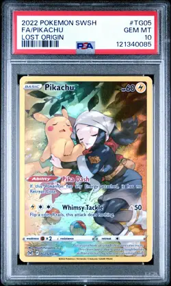 2022 POKEMON SWORD & SHIELD LOST ORIGIN #TG05 FULL ART/PIKACHU PSA 10 - Image 1
