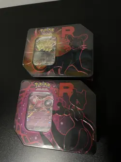 Pokemon Sealed Destined Rivals Team Rocket Tin Set of 2-Mewtwo Ex & Persian EX - Image 1