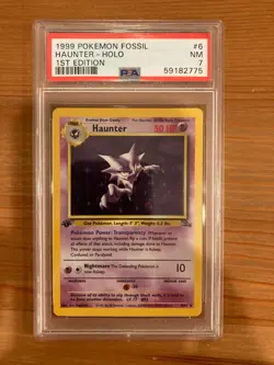 Pokemon TCG Fossil 1st Edition Haunter 6/62 Holo PSA 7 NM - Image 1