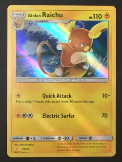Pokemon TCG Alolan Raichu 30/30 Holo SM Trainer Kit: Lycanroc & Alolan Raichu NM - Image 1