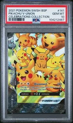 2021 POKEMON SWSH BLACK STAR PROMO CELEBRATIONS COLL #141 PIKACHU V-UNION PSA 10 - Image 1