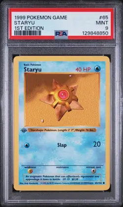 STARYU 65/102 PSA 9 MINT 1999 Pokemon Game 1st Edition Shadowless Base Set - Image 1