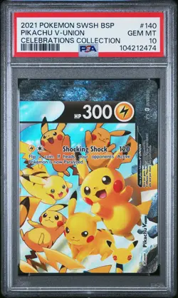 2021 POKEMON SWSH BLACK STAR PROMO CELEBRATIONS COLL #140 PIKACHU V-UNION PSA 10 - Image 1