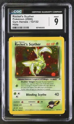 CGC 9 MINT Rocket's Scyther 2000 Gym Heroes 13/132 Holo Pokemon Card - Image 1