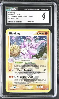 CGC 9 MINT Nidoking EX Fire Red & Leaf Green 8/112 Reverse Holo Pokemon Card - Image 1