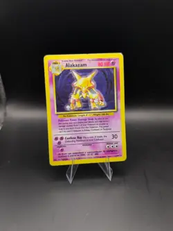 Pokemon TCG Alakazam Base Set Holo Card 1/102 Unlimited Rare - Image 1