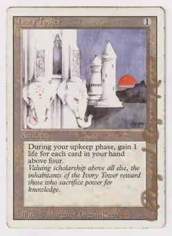 Gold Signed Ivory Tower HP Revised Artist Margaret Organ-Kean 1994 MTG Magic EDH - Image 1
