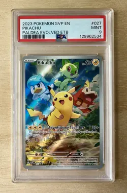 PSA 9 Pikachu 027 SVP EN Paldea Evolved ETB Promo S & V Pokemon English | Mint - Image 1