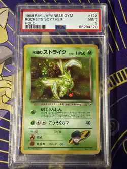 1998 Pokemon Japanese Gym Heroes Rocket's Scyther Holo #123 PSA 9 MINT 🎇SWIRL🎇 - Image 2