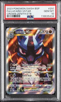 2023 POKEMON SWSH BLACK STAR PROMO #291 FULL ART/LUCARIO VSTAR PSA 10 - Image 1