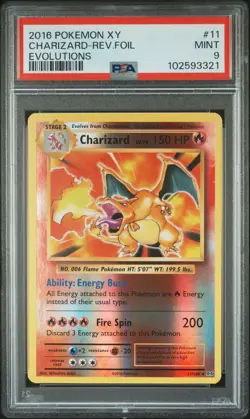 2016 POKEMON XY EVOLUTIONS #11 CHARIZARD-REVERSE FOIL PSA 9 - Image 1