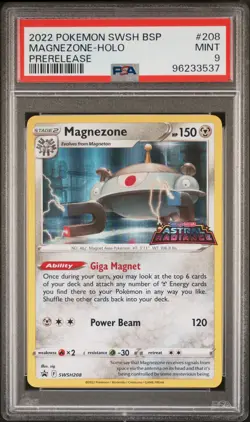 2022 POKEMON SWSH BLACK STAR PROMO PRERELEASE #208 MAGNEZONE-HOLO PSA 9 - Image 1