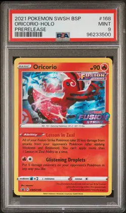 2021 POKEMON SWSH BLACK STAR PROMO PRERELEASE #168 ORICORIO-HOLO PSA 9 - Image 1