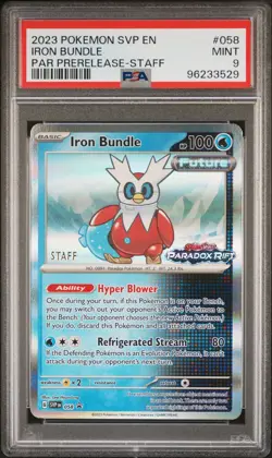 2023 POKEMON SVP EN-SV BLACK STAR PROMO #058 IRON BUNDLE PSA 9 - Image 1