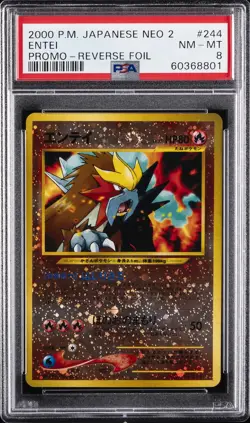2000 POKEMON JPN NEO 2 PROMO REVERSE FOIL #244 ENTEI PSA 8 - Image 1
