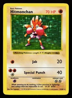 Hitmonchan 7/102 Holo Rare Base Set (Shadowless) Pokemon Card - Image 1