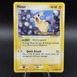 Minun 37/106 2005 EX Emerald Pokemon Card Reverse Holo Uncommon Stamped NM - Image 1