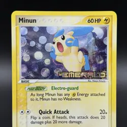 Minun 37/106 2005 EX Emerald Pokemon Card Reverse Holo Uncommon Stamped NM - Image 2