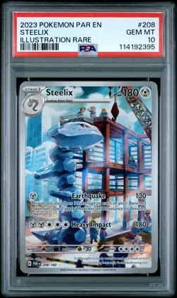 2023 POKEMON PAR EN-PARADOX RIFT ILLUSTRATION RARE #208 STEELIX PSA 10 - Image 1