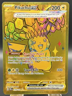 Pokemon TCG Prismatic Evolutions Pikachu EX Gold Hyper Rare Tera 179/131 - Image 1