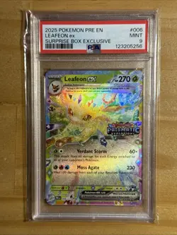 2025 POKEMON PRISMATIC 006/131 LEAFEON EX SURPRISE BOX EXCL. STAMPED PSA 9 - Image 1