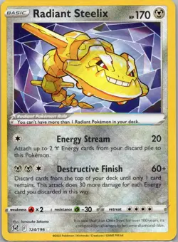 Pokemon TCG Radiant Steelix 124/196 Lost Origin Holo NM - Image 1