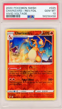 2020 Pokemon SWSH Vivid Voltage #025 Charizard Rev. Foil PSA 10 GEM MINT - Image 1