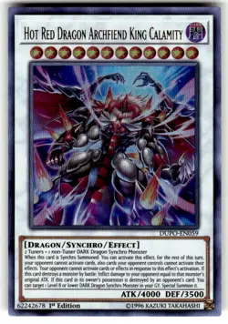 Yugioh Hot Red Dragon Archfiend King Calamity DUPO-EN059 Ultra Rare 1st Ed NM - Image 1