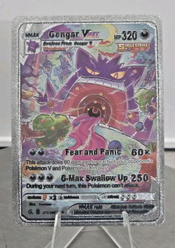 Pokemon Gengar VMAX 320hp Gigantamax Silver Foil Fan Art Collector Card TCG - Image 1