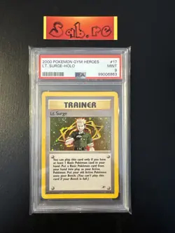 PSA 9 Lt. Surge Holo Rare Trainer Gym Heroes 17/132 Pokemon Card - Image 1