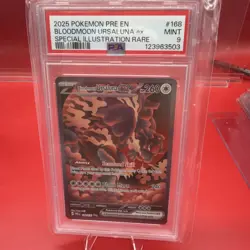 Pokemon TCG Bloodmoon Ursaluna EX Prismatic Evolutions Holo Card 168/131 PSA 9 - Image 1