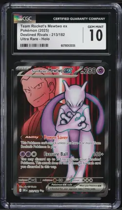 Team Rocket’s Mewtwo EX Pokemon (2025) Destined Rivals- 213/182 CGC 10 Gem Mint - Image 1