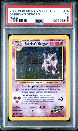 2000 POKEMON GYM HEROES HOLO #14 SABRINA'S GENGAR PSA 5 - Image 1