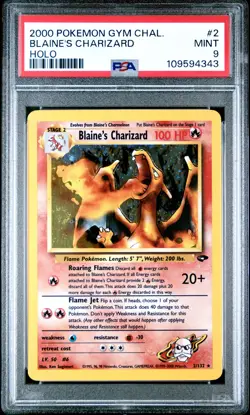 2000 POKEMON GYM CHALLENGE HOLO #2 BLAINE'S CHARIZARD PSA 9 - Image 1