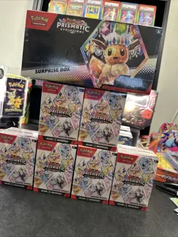 Pokemon TCG Prismatic Evolutions Booster Bundle (x6) and Surprise Box (x1) - Image 1