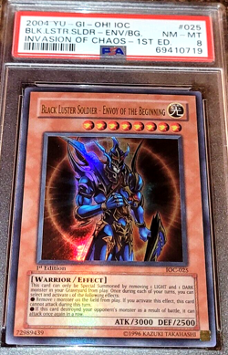 ULTRA-RARE 2004 Yu-Gi-Oh IOC-025 Black Luster Soldier EOTB 1st Edition PSA 8NM-M - Image 2