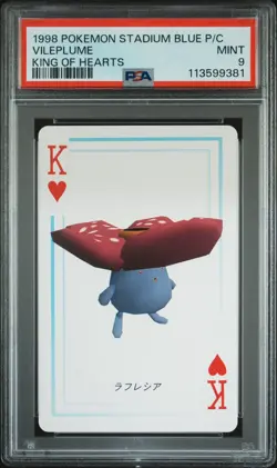1998 POKEMON STADIUM BLUE VERSION PLAYING CARDS KING OF HEARTS VILEPLUME PSA 9 - Image 1