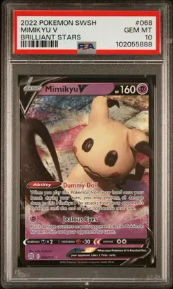 2022 Pokemon Brilliant Stars # 068 Mimikyu V PSA 10 Card GEM MINT! Free Shipping - Image 1