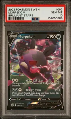2022 Pokemon Brilliant Stars # 095 Morpeko V PSA 10 Card GEM MINT! Free Shipping - Image 1