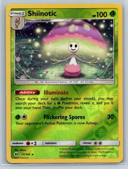 Shiinotic - Reverse Holo - Sun & Moon Base Set 17/149 Pokemon TCG Card NM - Image 1