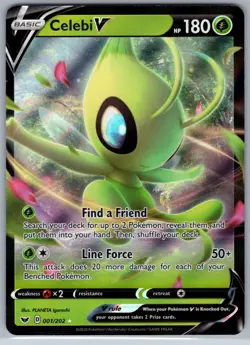 POKEMON TCG CARD Celebi V 001/202 Sword & Shield 2020 Ultra Rare Holo Foil - NM - Image 1