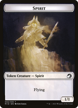 x1 Spirit MID Innistrad Midnight Hunt MTG 2/19 TOKEN M/NM 1x - Image 1