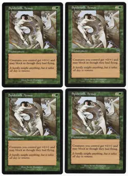 Spidersilk Armor x4 4x 1999 Mercadian Masques PLAYSET Green Common MTG SP-NM AZ1 - Image 1