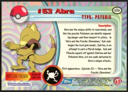 1999 Pokemon TV Animation Series 1 #63 Abra Blue Logo - Image 2