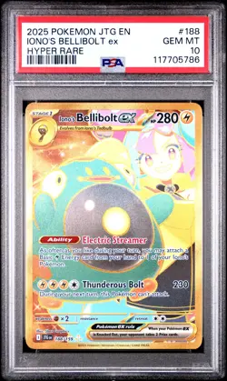 2025 POKEMON JTG EN-JOURNEY TOGETHER HYPER RARE #188 IONO'S BELLIBOLT EX PSA 10 - Image 1