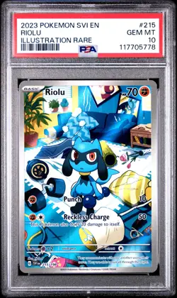 2023 POKEMON SVI EN-SCARLET & VIOLET ILLUSTRATION RARE #215 RIOLU PSA 10 - Image 1