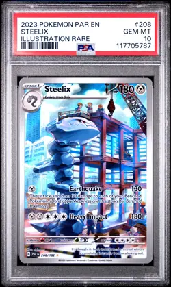 2023 POKEMON PAR EN-PARADOX RIFT ILLUSTRATION RARE #208 STEELIX PSA 10 - Image 1