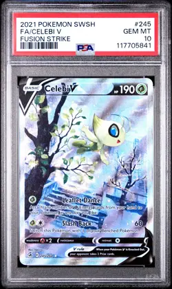 2021 POKEMON SWORD & SHIELD FUSION STRIKE #245 FULL ART/CELEBI V PSA 10 - Image 1